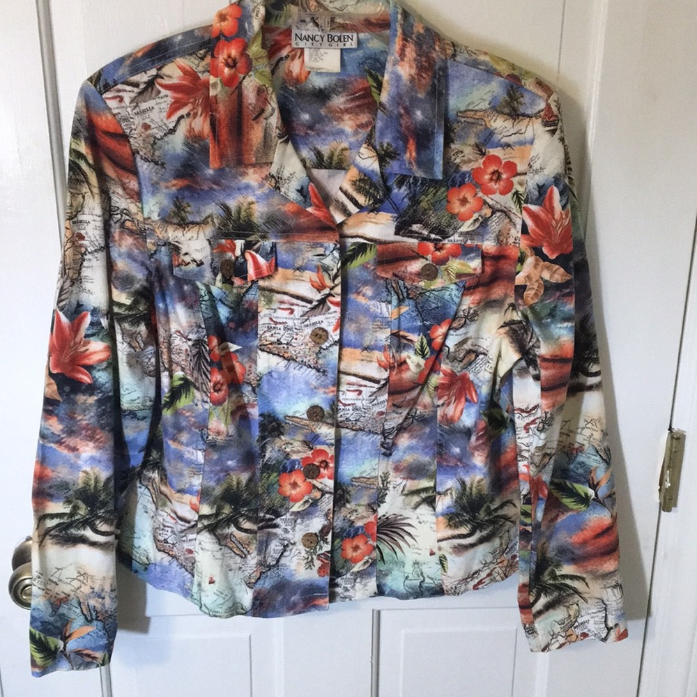 Nancy Bolen City Girl tropical jacket size 16